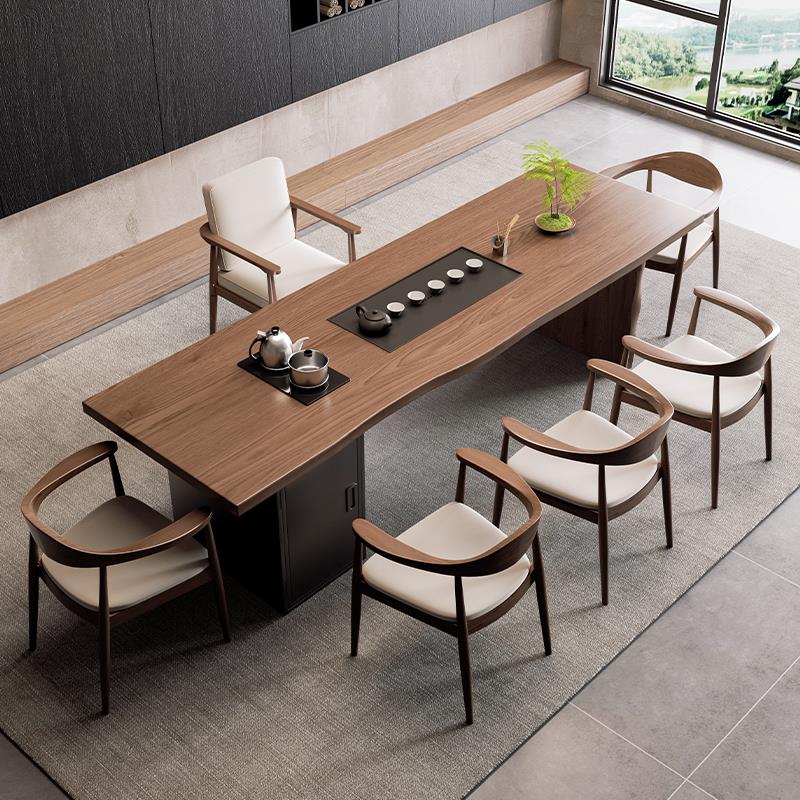 新中式实木茶桌茶台2025新款高端烧水壶一体嵌入式办公室泡茶桌椅