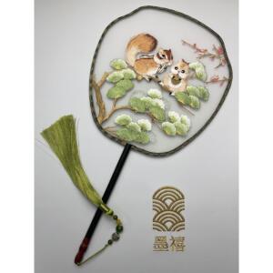 心有所鼠单面团扇墨禧瞳莞联名款宫扇汉服中国风古典团扇汉服走秀