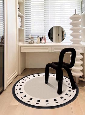 RUG原创设计 圆形地毯轻奢高级感化妆椅子垫法式覆古格子客厅地垫