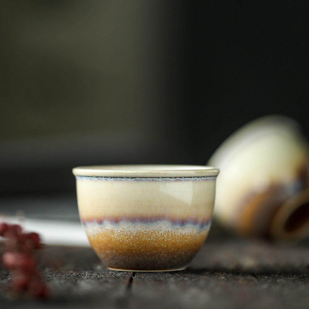 景德镇柴烧陶瓷品茗杯个人单杯主人杯功夫茶具家用茶盏泡茶碗柴烧
