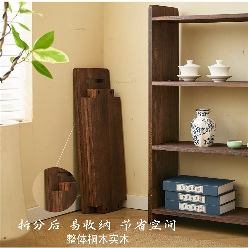 实木仿古博古架多层书架置物架收纳架大容量储物架茶壹架茶杯架子