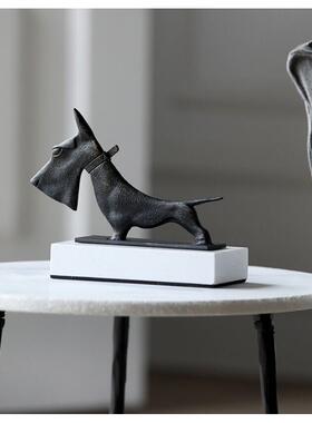 现代简约欧式刀刀狗黑色小狗摆件样板房样品屋展示中心软装饰品摆