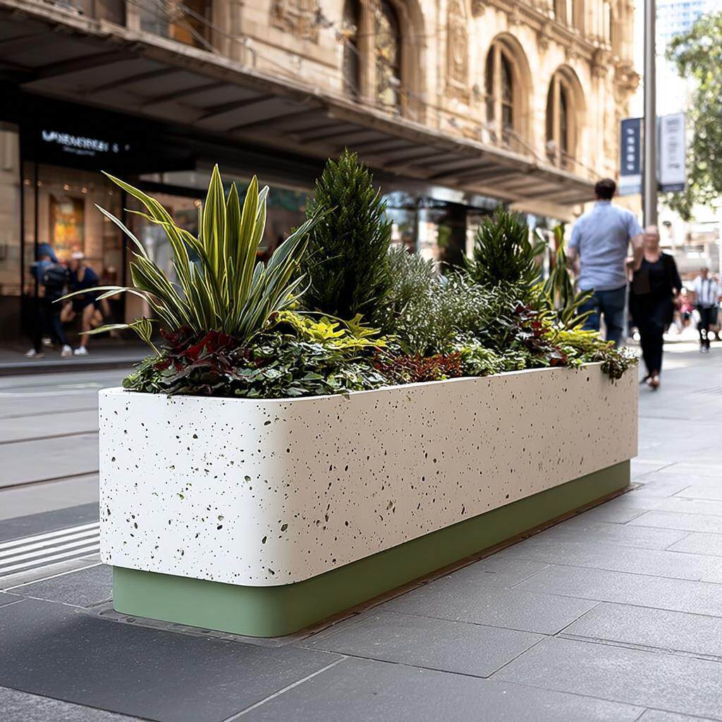 水磨石户外花箱店铺商业街奶茶店咖啡室内铁艺花槽外摆种植花坛