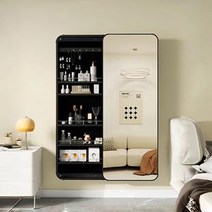 智能带灯穿衣镜首饰收纳柜一体全身镜储物推拉家用网红试衣镜悬挂