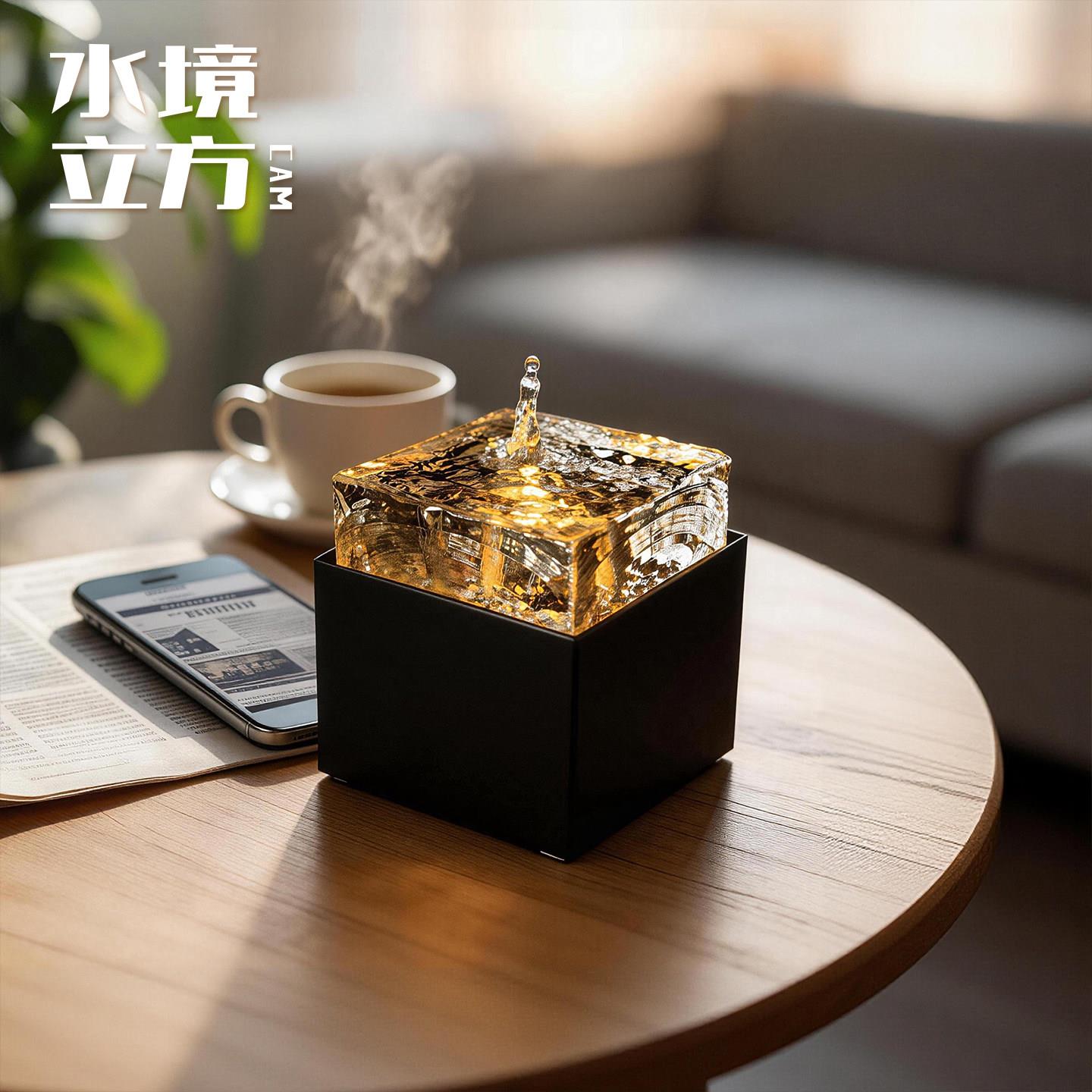 轻奢桌面流水摆件氛围感装饰品家居风水轮办公室招财纳福创意摆件