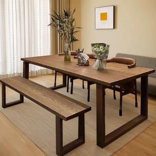 莫比恩餐桌家用课题餐椅书桌一体组合实木白蜡木工作台电脑办公桌