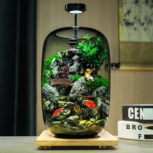 高端送礼时来运转养鱼缸苔藓微景观生态瓶桌面创意摆件办公室造景