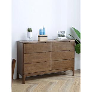 扇式 纳维亚卧室储物柜抽屉储 现代简单全实木胡桃456抽屉柜斯堪