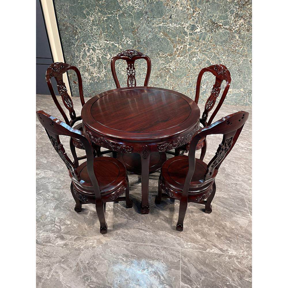 红木圆桌餐桌家用酸枝圆台实木小户型饭桌1米桌子原木中式餐台