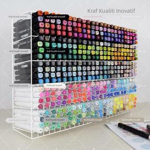 马克笔收纳笔架亚克力展示架分格彩笔架文具店货架美术画笔陈列架