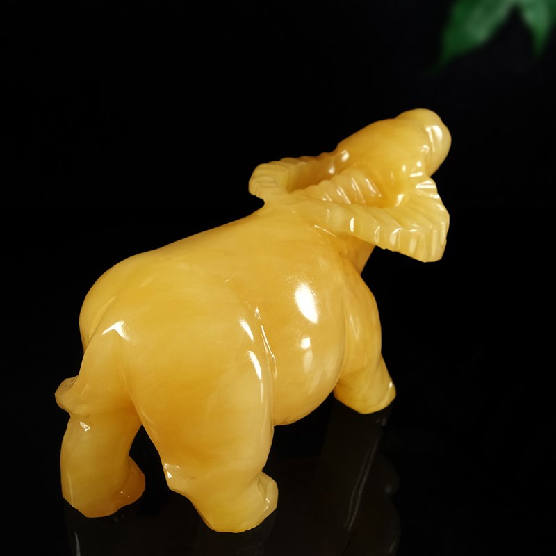 天然黄玉石牛摆件牛大号生肖水牛招财牛玉石站牛家居办公室装饰