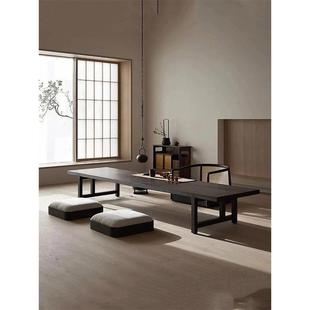 Wabi 灰木咖啡桌实木榻榻米桌B&B康桌禅宗木炭黑色低桌日 Sabi风格