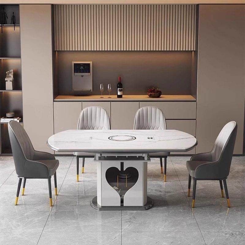 岩板智能语音餐桌暖菜板带转盘电磁炉高端家用小户型折叠简约餐桌,住宅家具,岩板餐桌,淘宝优惠券,粉丝福利购,淘宝优惠卷