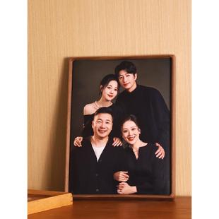 全家福相框挂墙黑胡桃实木洗照片加打印做成相册A4冲印A3大合照