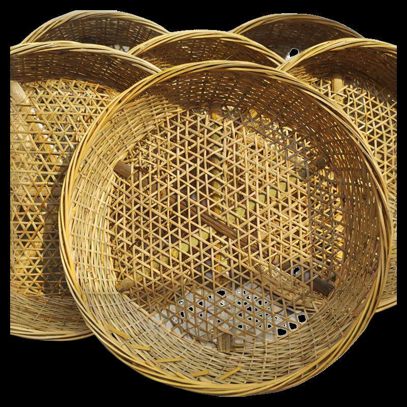 竹编豆腐筛子食品级网粗孔筛影视道具竹圆竹制品山东大饼竹筐筛子