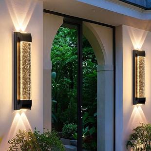 户外防水水晶壁灯简约现代别墅庭院墙壁上下发光室外阳台围墙壁灯