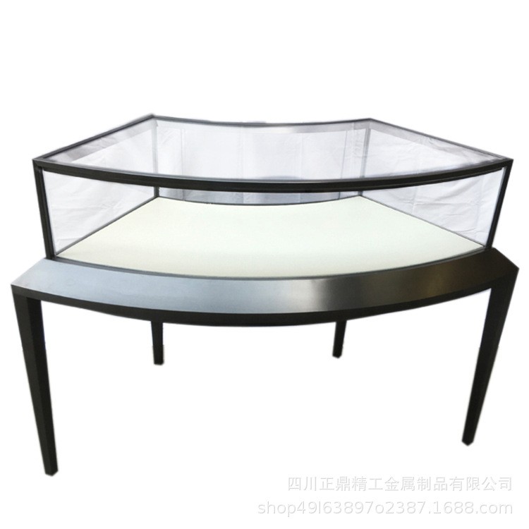 扇形珠宝展示柜黑钛不锈钢展柜黄金手表翡翠玻璃陈列柜台定制厂家
