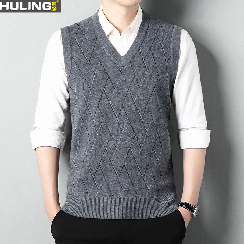 加厚秋冬背心爸爸装男士V领套头条纹针织马甲无袖V领保暖男装,男装,常规马甲,淘宝优惠券,粉丝福利购,淘宝优惠卷