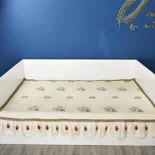 榻榻米床盖加厚防滑床单米黄色大炕加大尺寸定制T竹软床垫单件蓝