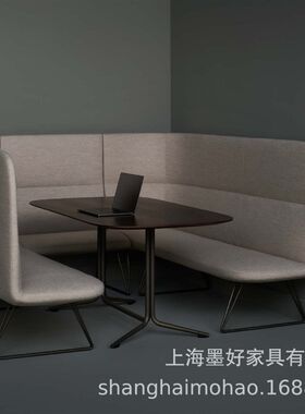 现代简约长凳矮背高背组合U型轻奢酒店展厅售楼处卡座组合沙发