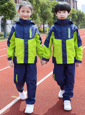 幼儿园园服秋冬校服套装三件套儿童防风水冲锋衣班服定制男孩棉服