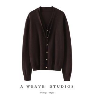 外套宽松秋冬 女纯羊绒毛衣针织开衫 实力百搭款 假两件V领羊绒开衫