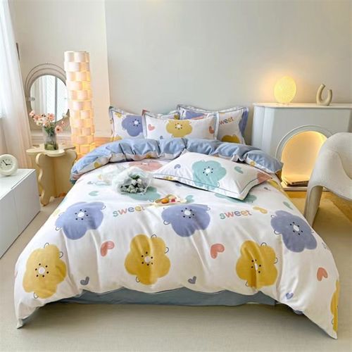 小耳出品【色彩缤纷】全棉磨毛印花四件套床上用品可爱被套床单