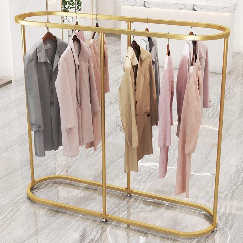 服装店圆形展示架落地式椭圆形双排晾衣架中岛男女童装商场挂衣架