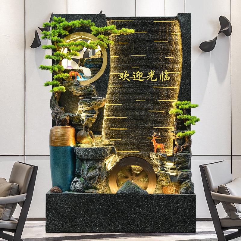 假山水幕墙屏风流水摆件办公室招财鱼池喷泉客厅庭院循环流水景观