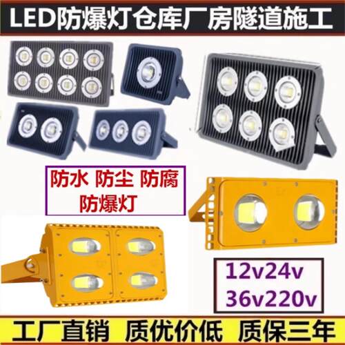 LED防爆灯200W100W工地施工隧道投光灯36v24伏低压仓库厂房照明灯