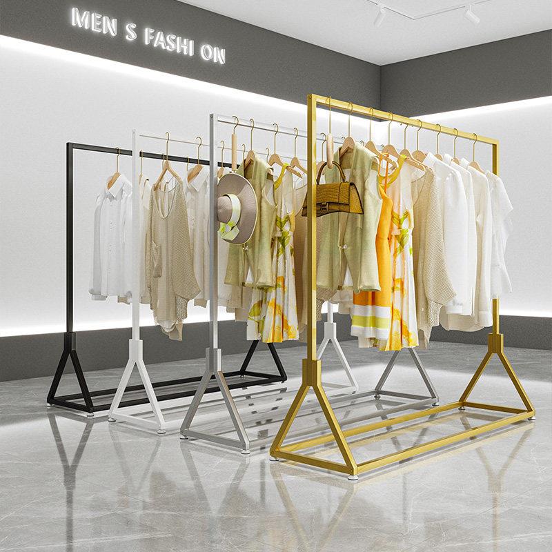 服装网红店展示架落地式简约金色货架衣服挂衣架专用女装店陈列架