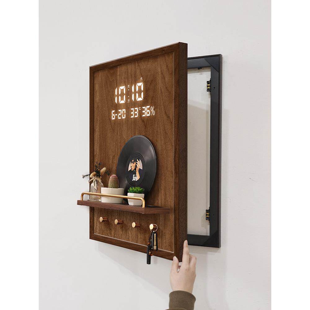 覆古竖版电表箱装饰画电子时钟电闸开关盒遮挡配电箱置物遮丑挂画