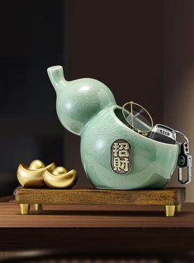 进门玄关放钥匙收纳葫芦摆件招财聚宝盆客厅桌面乔迁新居轻奢装饰