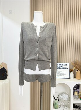 一文宁 老钱风毛衣套装女秋季慵z懒休闲小圆领外套/毛织短裤两件