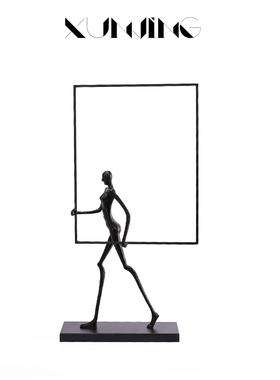 北欧铁艺雕塑摆件人物抽象艺术品样板房售K楼处大堂大厅玄关工艺