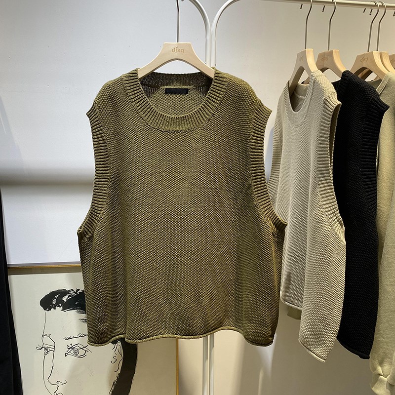 宽松慵懒简d约百搭马甲女秋冬颗粒感针织衫设计感小众高级感外套
