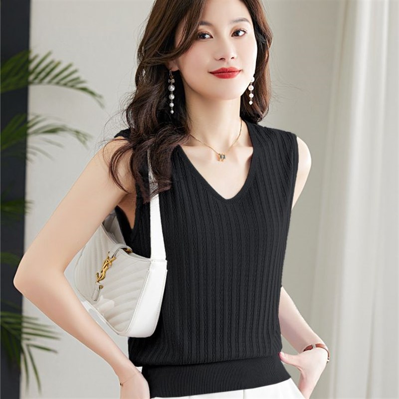 冰丝吊带背心女内搭V领短款上衣夏装2025新O款无袖外穿针织打底衫