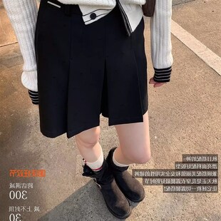 立体拉毛肌理定位压褶半身短 小银标TB风百褶裙B裤 入秋搭配 神