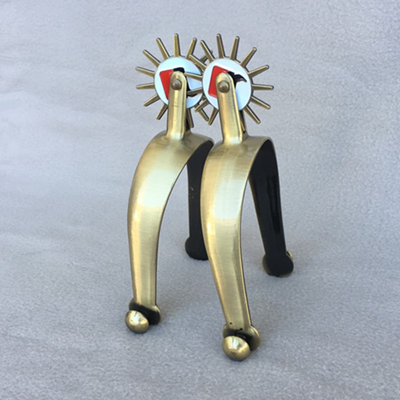 金色锌合金滚轮西部马刺 马具B  送马刺带黑色胶套马术用品