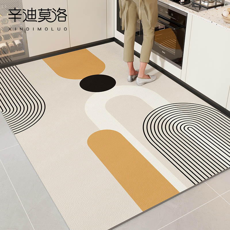 厨房地垫b可擦免洗满铺脚垫防滑门垫2024新款皮革防油防水耐脏地