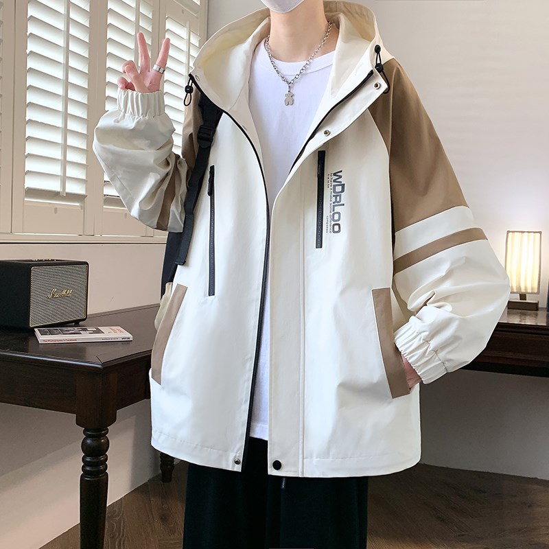 春秋季新款冲锋衣外套男孩青少年帅F气男装初高中学生大童潮流夹