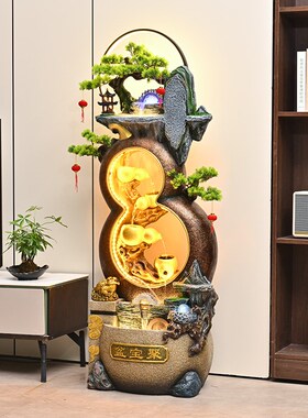 客厅假山生财f流水葫芦招财风水轮摆件循环水办公室喷泉聚宝盆景