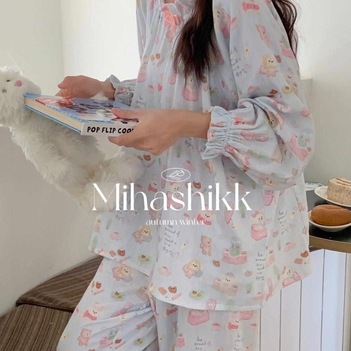 新款少女A类棉纱睡衣少女花边婴儿棉长袖长裤套装居家服宽松舒适