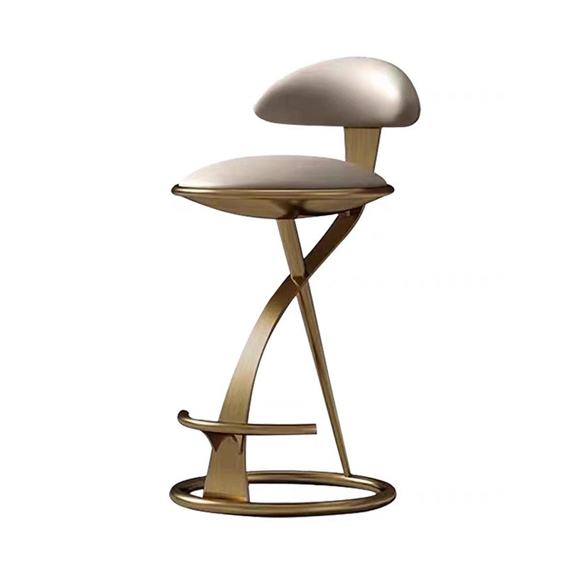 吧台凳意式轻奢现代简约家用真皮吧台椅设计师款创意网红高脚椅子