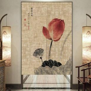 古风门帘厨房卫生间遮挡帘民宿隔断装 中式 饰挂帘魔术贴布帘免打孔