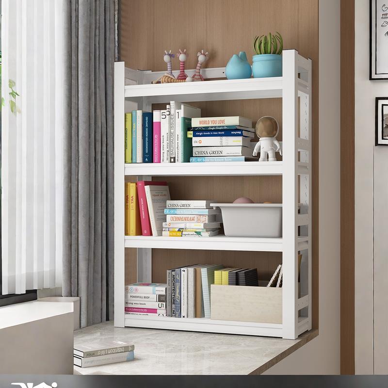 飘窗书架上放的卧室阳台钢制学生儿童落地多层收纳置物架小书柜子