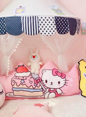 可爱kt少女卡通床头靠垫公主风床上卧室靠背宿舍双人靠枕可拆洗