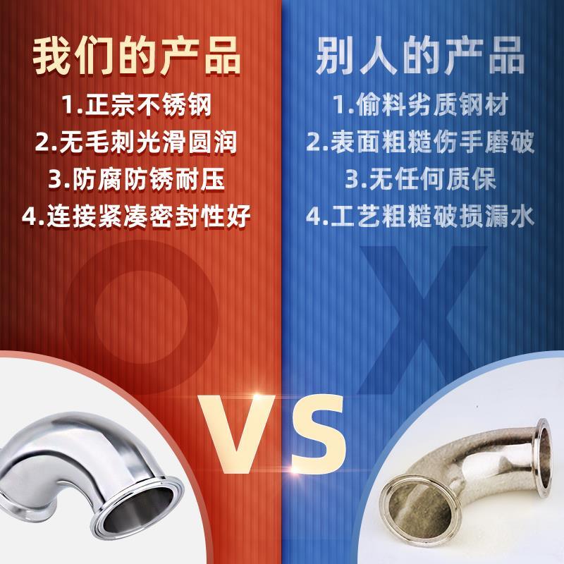 快装弯头不锈钢活接头90度304焊接45度直角卫生级圆管水管50钢32