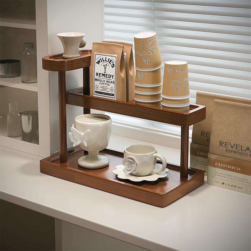 实木杯架餐桌面置物架杯子收纳置物架台面纸杯茶水杯咖啡杯展示架