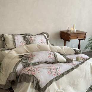 2025新款全棉纯棉超柔皱皱纱珍妮花园四件套